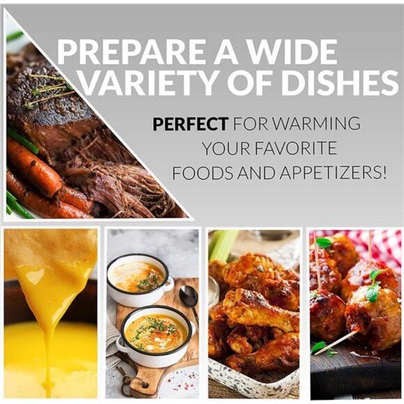 HomeCraft HCBS15SS 3-Station 1.5-Quart Stainless Steel Buffet Server Slow Cooker - Picture 3 of 6